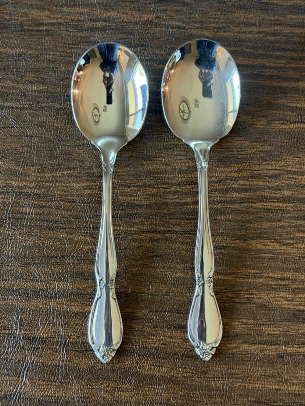 Set of 2 Oneida Community Chatelaine Stainless Sugar Spoons Replacement Flatware